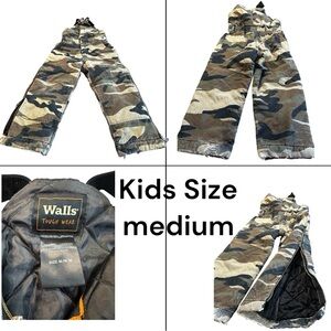 Wall tough wear grow with you outdoor work hunting camo insulated bibs‎ medium